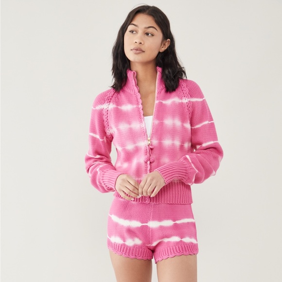 NWT LOVESHACKFANCY KARRISA HIBISCUS TIE DYE KNIT SHORTS - Picture 7 of 15